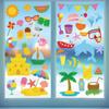 2026 Summer New Beach Seaside Scenery Static Cling Window Stickers, Sunset Palm Tree Tropical Decals for Home Glass Decoration