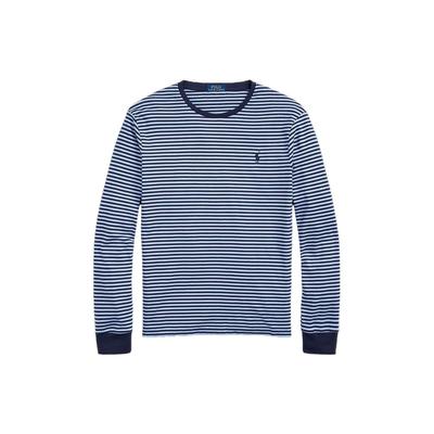 Polo Ss23 Gestreiftes Logo Besticktes Langarm-T-Shirt Herren Oberteile Blau MNPOTSH16820298-400