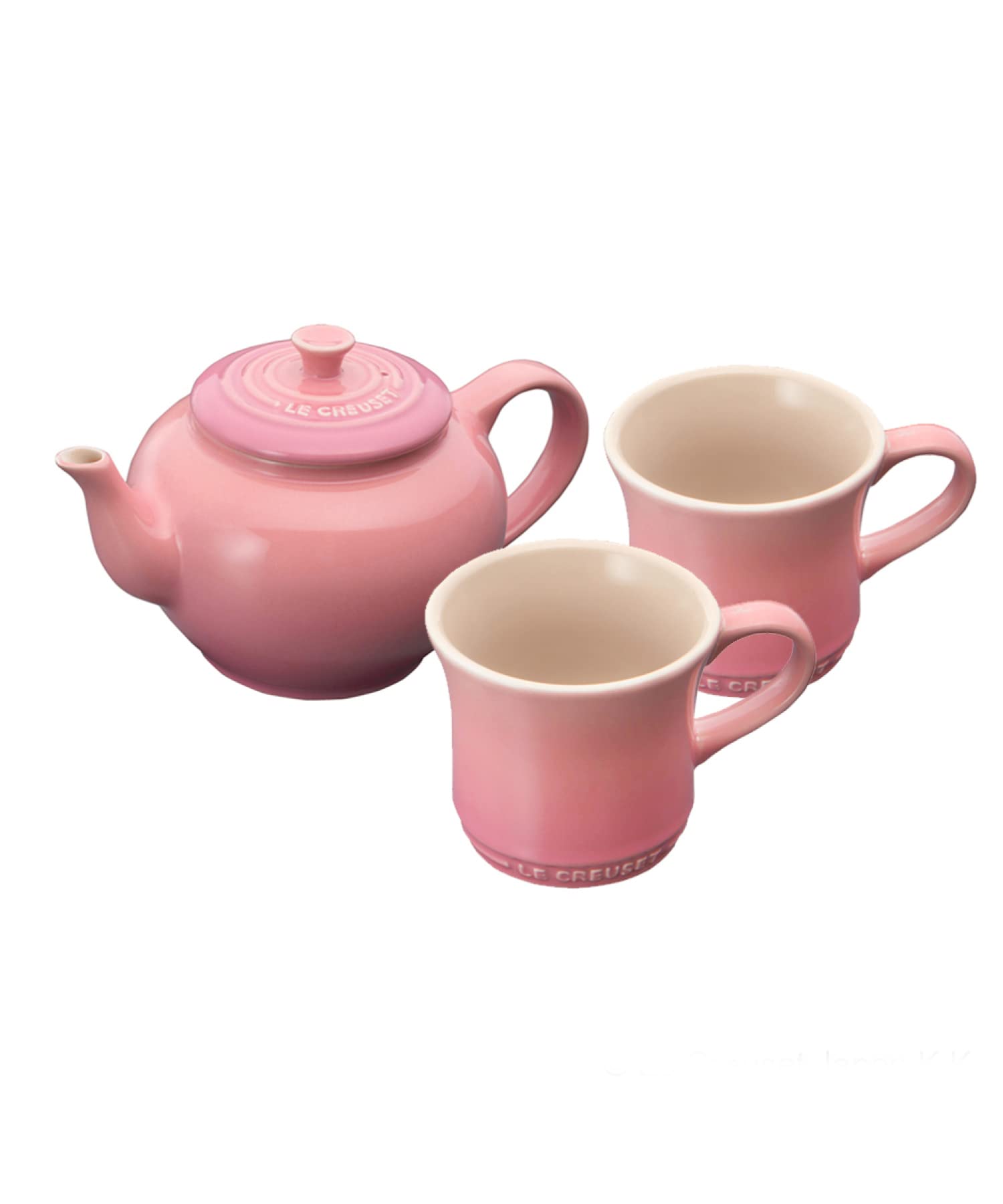 Le Creuset Tea Set Tea Pot & Mug (SS) Set Rose Quartz Heat Resistant Cold Resistant Microwave Oven Dishwasher Safe 3-Piece Set Bridal Gift