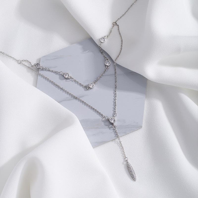 Nuova Collana Lunga in Argento Sterling 925 Semplice Forma Geometrica Collana con Ciondolo Regalo di Compleanno per Donne Gioielli Raffinati