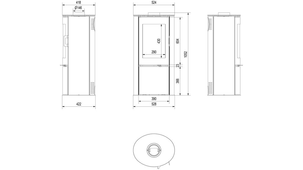 Wood Burning Steel Stove KRATKI AB S/DR ECO 5,5 kW Ø 150