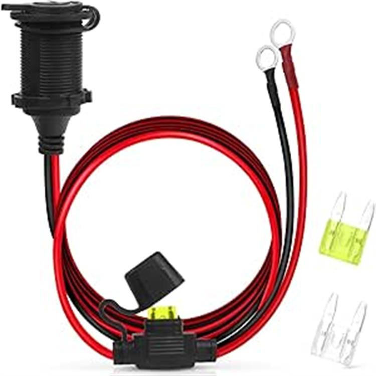 12 awg 12V24V High-power Waterproof Threaded Cigarette Lighter Female Socket Wire for Car and Motorcycle Modification