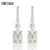 OEVAS Luxury 925 Silver High Carbon Diamond Gemstone White Gold Drop Dangle Hook Earrings Fine Jewelry Gift