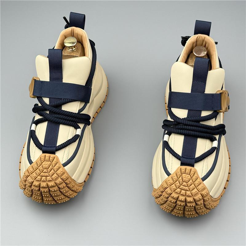 Luxury New Designer Men's Vintage Lace Up Thick Bottom Shoes Causal Flats Moccasins Male Hip-hop Sports Walking Sneakers