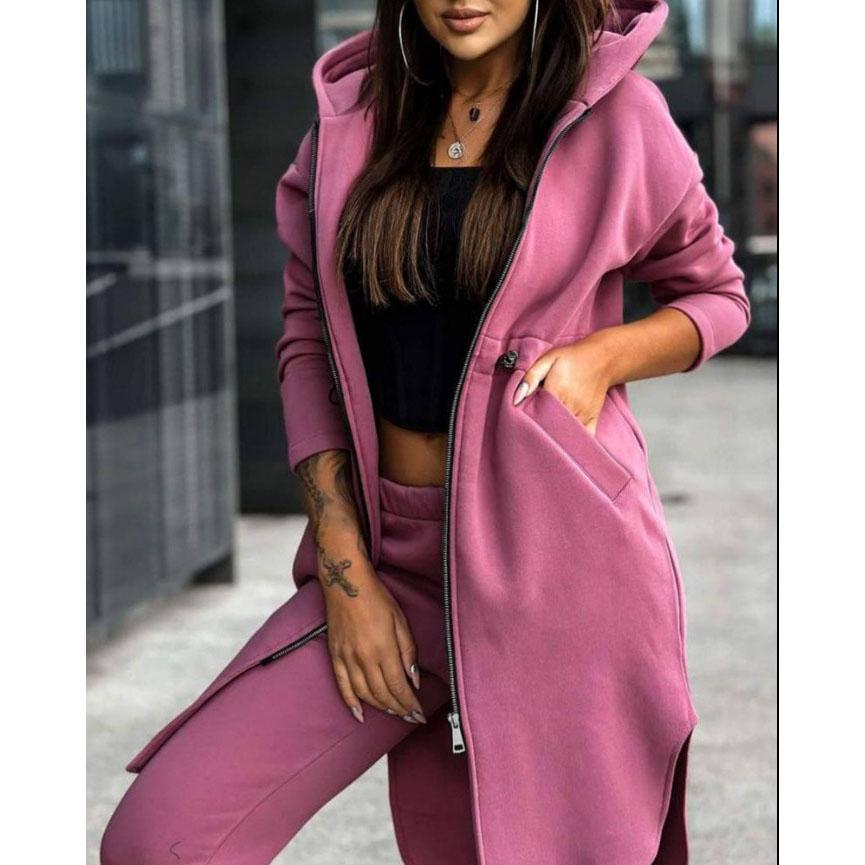 

Жіночий костюм осінь-зима Весняний жіночий спортивний костюм із двох частин із зав’язкою та геометричним принтом на шнурках, повсякденний спортивний костюм з довгими рукавами M рожевий