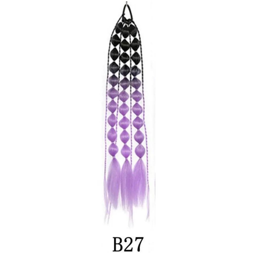 20" Colored Hair Extensions Lightweight with Hair Tie Kids Bubble Ponytail Extension Fashion Women Handmade Braided
