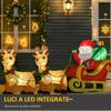 Inflatable Santa Claus with Sleigh and 2 Reindeer, Waterproof Polyester Fabric Christmas Decorations with LED Lights 240x57x112cm