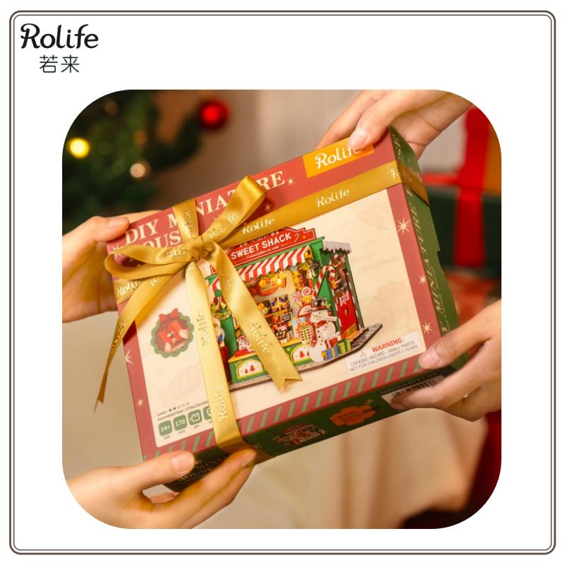 NEW Original RolifeDIY Christmas Candy Stall Small House Miniature Handmade Assembly House Model Building Blocks New Year Gift