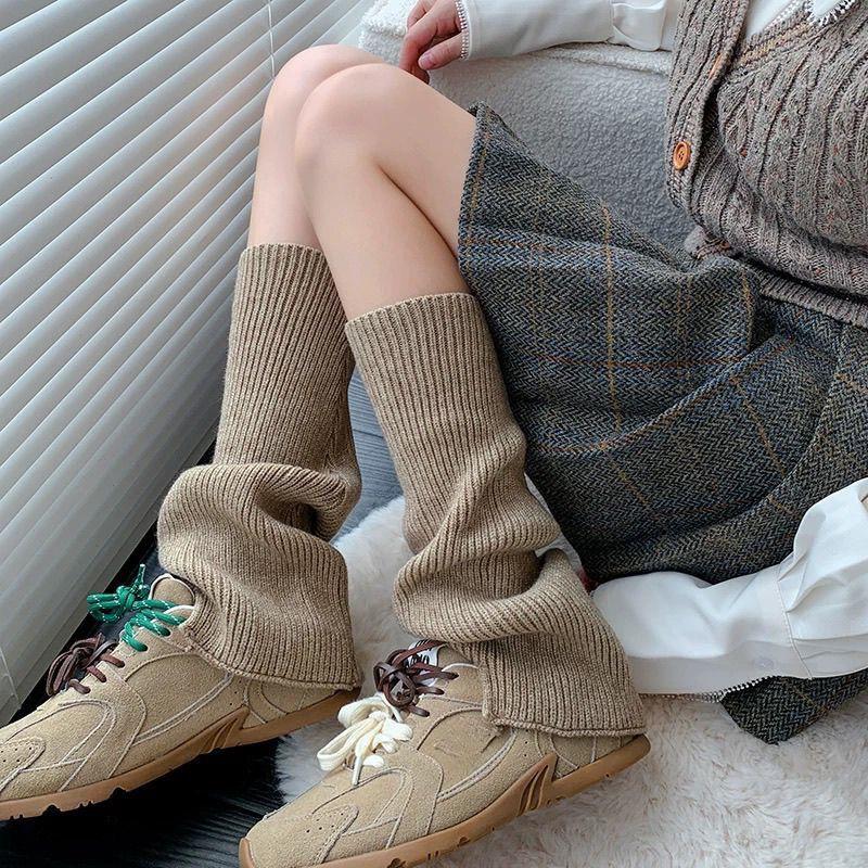 Harajuku Style Solid Color Leg Warmers Slouchy Socks Warm Leg Guard Boot Covers Slouchy Leg Warmers Women's Flared Wide-leg Slouchy Socks