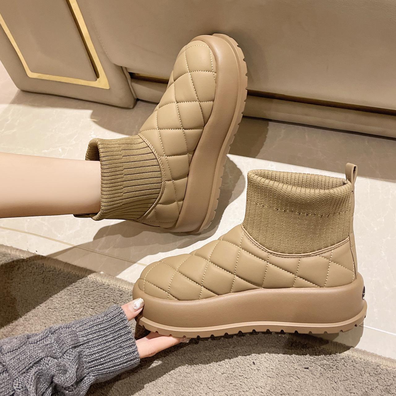 

Thick-soled snow boots 2025 winter new velvet warm short boots Northeast cold wool socks boots rubber sole 35