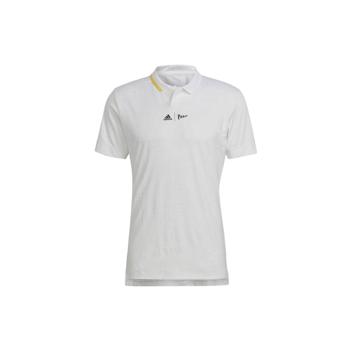 Men s adidas Colorblock Logo Tennis Short Sleeve White Polo Shirt HC8537 L