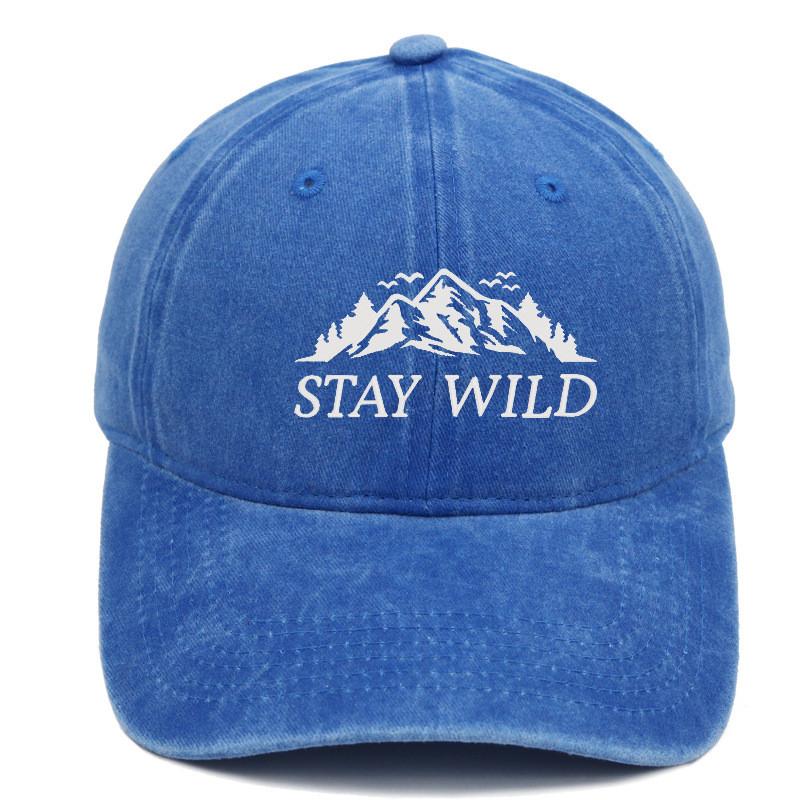 Stay Wild Mountain Embroidered Baseball Cap With Soft Top For Outdoor Sunshade