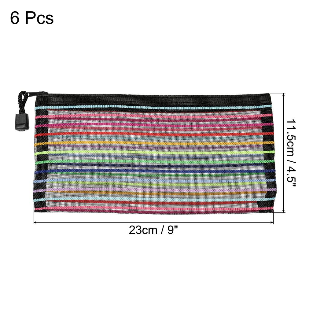 6Pcs A5/B6 Mesh Zipper Pouch Rainbow Color File Bags Colorful Nylon Mesh Document Bag Multipurpose Travel Bags File Organizer
