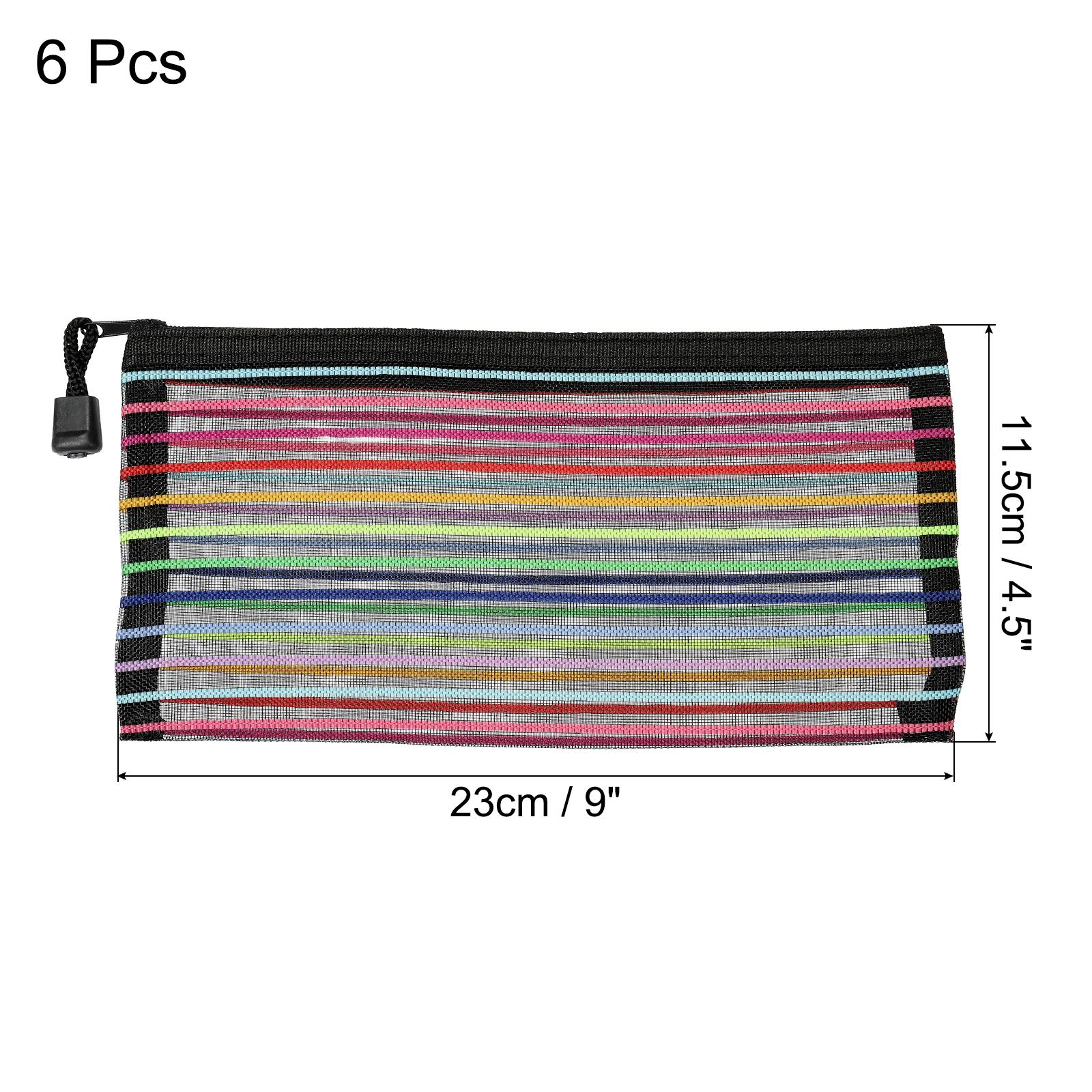 6Pcs A5/B6 Mesh Zipper Pouch Rainbow Color File Bags Colorful Nylon Mesh Document Bag Multipurpose Travel Bags File Organizer