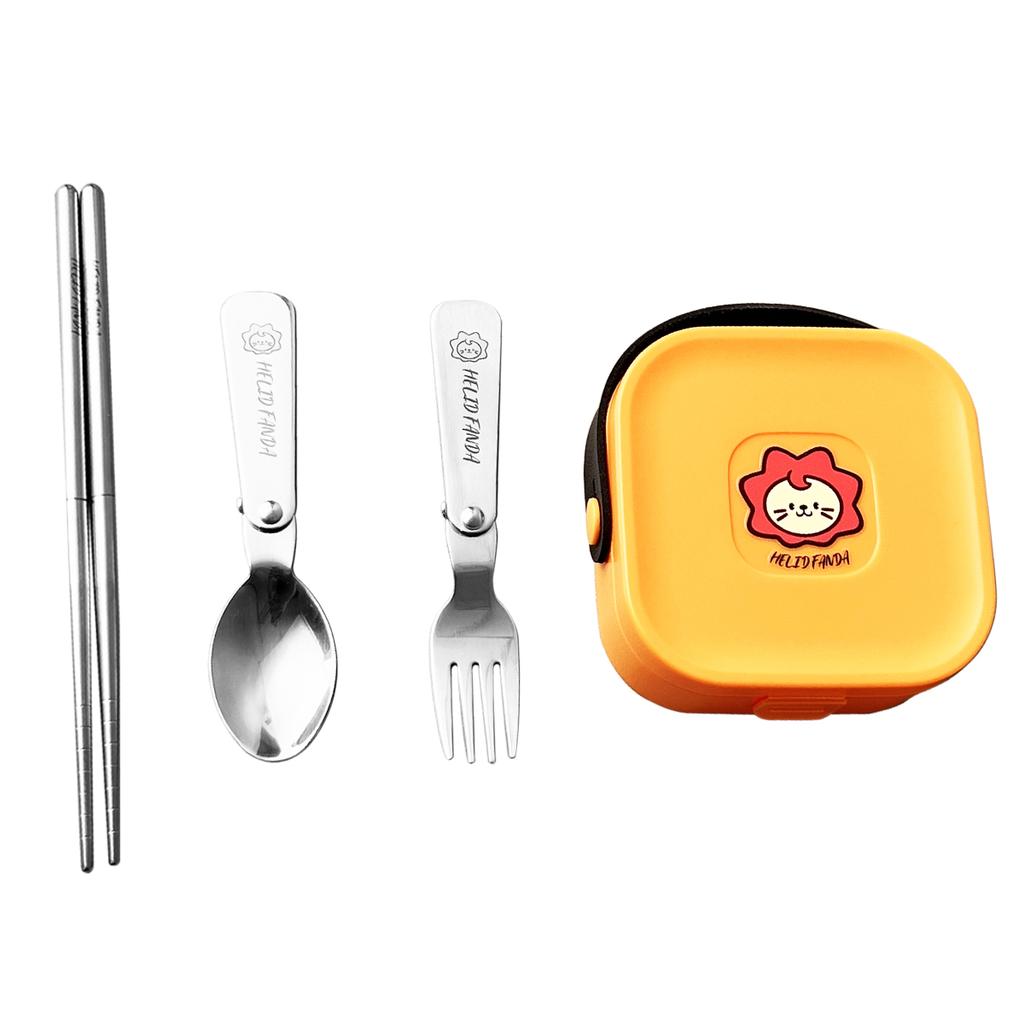  4Pcs Outdoor Portable Foldable Cutlery Set 304 Stainless Steel Fork Spoon Chopsticks With Box Camping Picnic Tableware