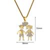 Hip Hop Iced Out Cartoon Boys and Girls Pendant Gold Color Stainless Steel Lovers Couple Necklaces For Women Men Jewelry Gift