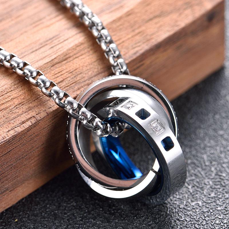 Koreanische Trend-Accessoires Anhänger Drei-Ring-Halsketten-Anhänger Trendiger Marken-Anhänger für Männer und Frauen