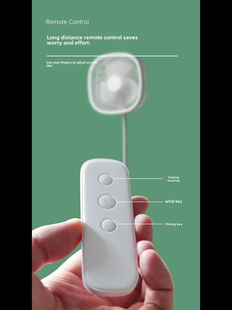 M1Y hordozható teleszkópos összecsukható ventilátor távirányítóval, USB töltéssel, csendes működéssel, fejrázással és időzítő funkcióval.
