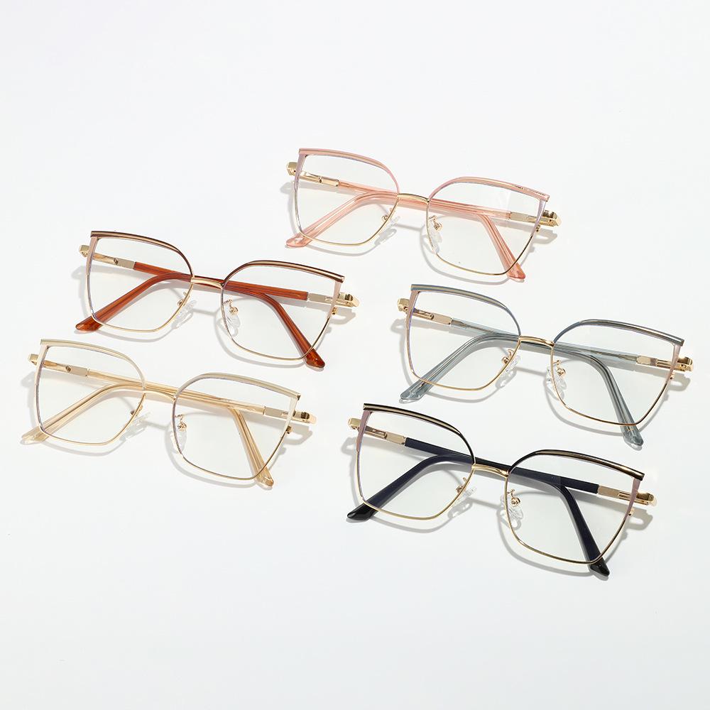 Color-Changing Anti-Blue Light Retro Cat-Eye Glasses with Metal Frame