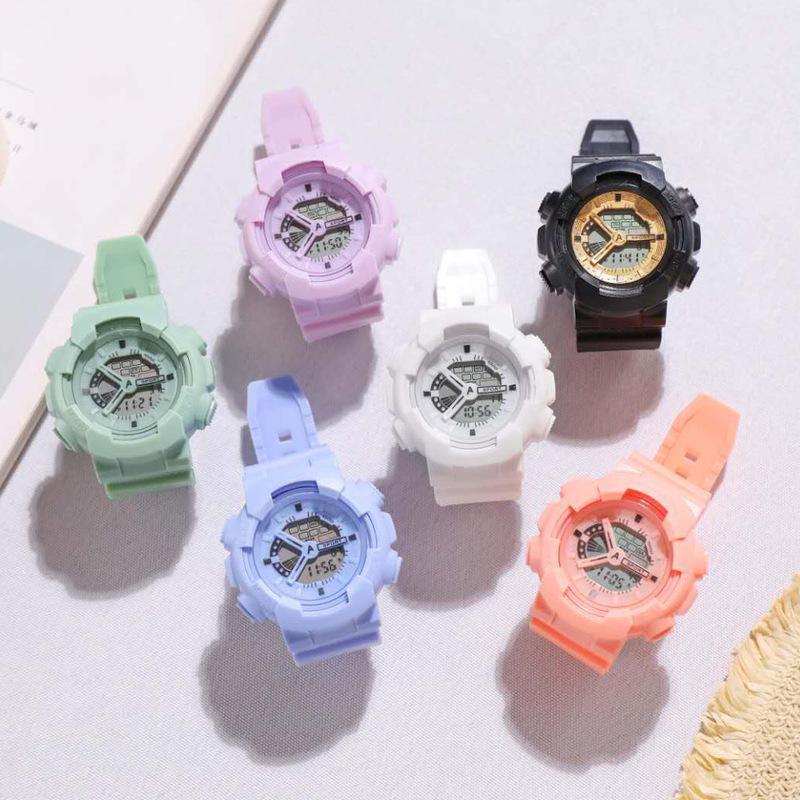 Sportuhr Student LED Elektronische Runde Uhr Bunt Herren Damen Quadratische Digitaluhren Gummiuhr
