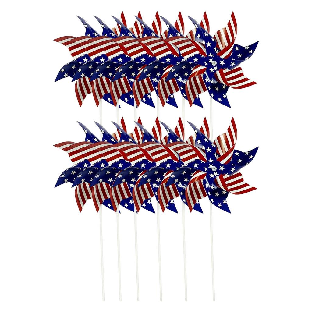 Lot de 12 moulinets à main pour événements extérieurs Décoration de jardin Jouets pour enfants Cadeau de fête avec bâtonnet en plastique et métal durable pour célébrations