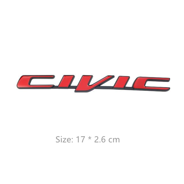 Civic Logo Car Trunk Sticker Aluminium Trim Accessories For Honda Civic Fit Jazz Accord Pilot CRV Odyssey Passport City ZR-V