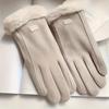 Women Touch Screen Driving Gloves Double Thick Velvet Plush Wrist Comfortable thick warm Cashmere Warm Suede Leather thick warm