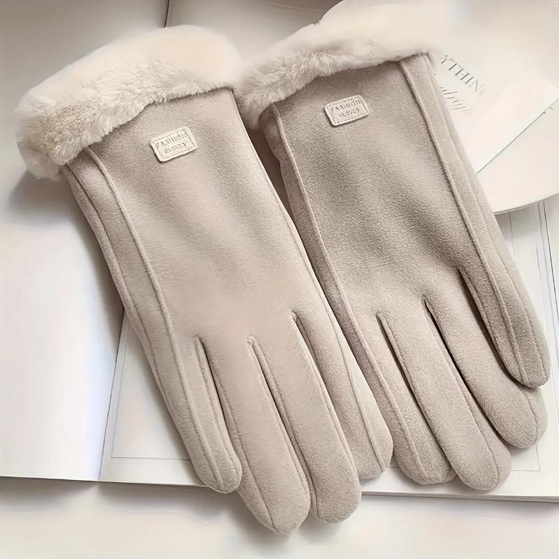 Women Touch Screen Driving Gloves Double Thick Velvet Plush Wrist Comfortable thick warm Cashmere Warm Suede Leather thick warm