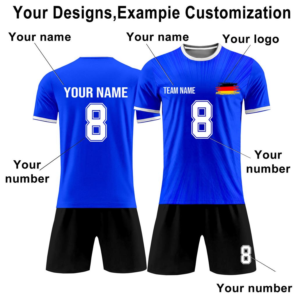 Individuelles zweiteiliges Set aus Fußballtrikots für Erwachsene und Kinder
