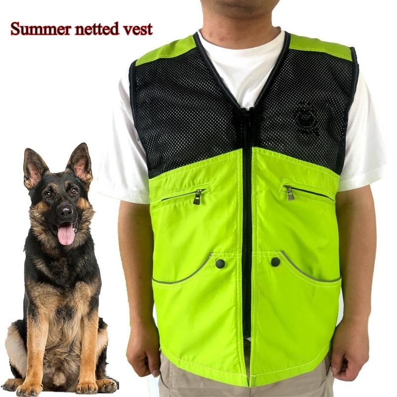 Hundetrainer Netzweste Atmungsaktives Netz Hundetrainer Greifanzug Wasserdicht Nicht färbendes Haar Große Tasche Weste