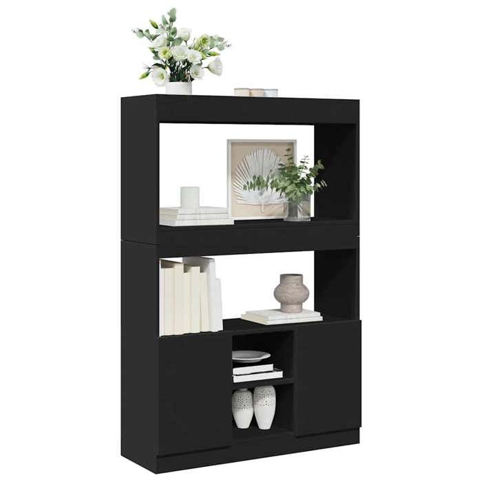 Exclusive House - Black Tall Sideboard 92x33x140 Cm Engineered Wood