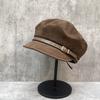 Vintage Belt Decoration Suede Newsboy Hat Painter Hat Women'S Versatile Face Ducktongue Octagonal Hat
