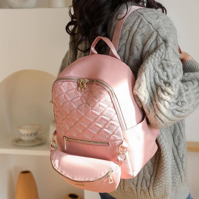 Ромбовидный рюкзак Женская сумка через плечо с буквенным принтом Дорожный рюкзак синий — фото 9