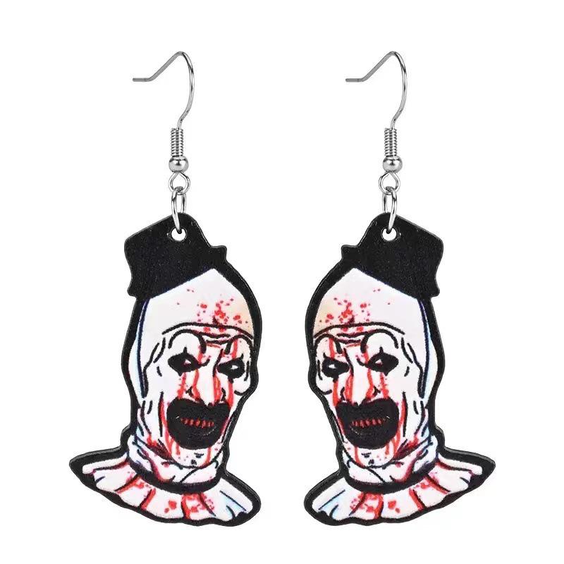 Halloween Bloody Clown Earrings: Spooky Acrylic Jewelry for Ghost Festival