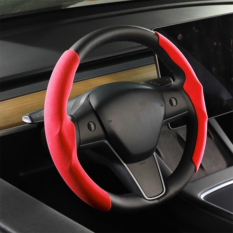 Winter Steering Wheel Cover for Telsa Model 3 Y Carbon Fiber Steering Wheel Cover Warm Cold-Resistant Anti-Slip Case
