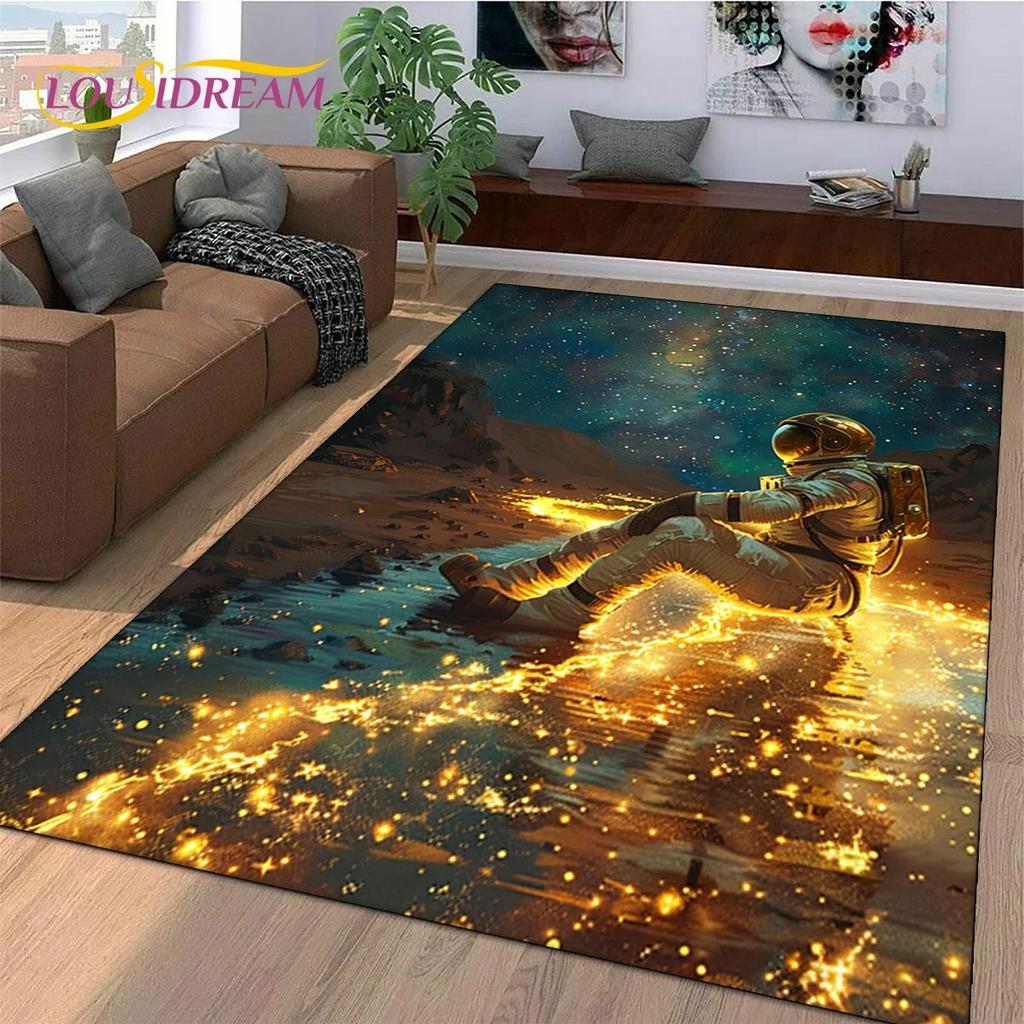 Alfombra de dibujos animados de astronauta, universo de sueños, astronauta, espacio exterior, para dormitorio, sala de estar, sofá, decoración, alfombra de piso de gran tamaño