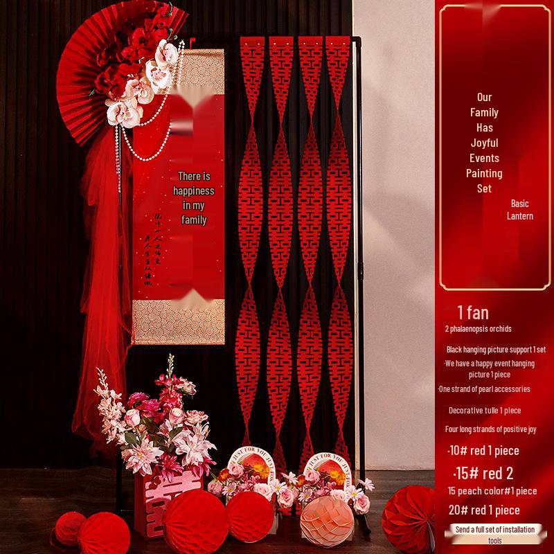 Balayı Süiti Düğün Dekorasyon Seti: Oturma Odası Fotoğraf Sergisi için Çift Mutluluk Parşömeni ve Süs