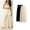 Spring New Women Clothes Simple Soft Jersey Wide Loose Tight Pleated Imitation Lace Wide Leg Pants 1259464