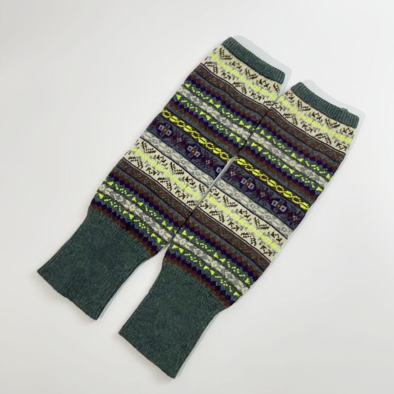 Women Bohemian Thick Knit Wool Leg Warmers Stretchy Patterned Winter Boot Socks Long Sleeve Leggings Covers