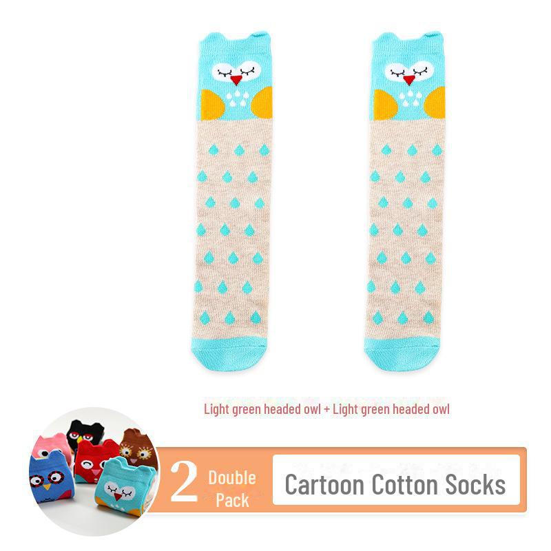 Kids' Cute Cartoon Knee-High Socks for Spring & Autumn - Mid-Tube, Long Pile Socks for Girls & Babies