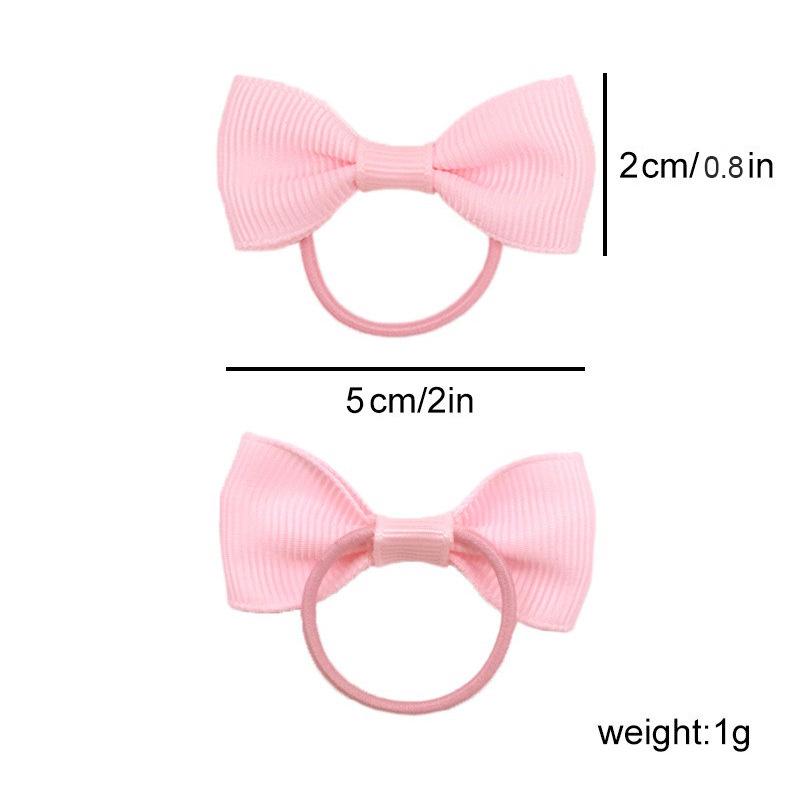 Children’s 2-inch Solid Color Ribbed Hair Tie with Bow – Girls' Flat Knot Elastic Hair Accessories