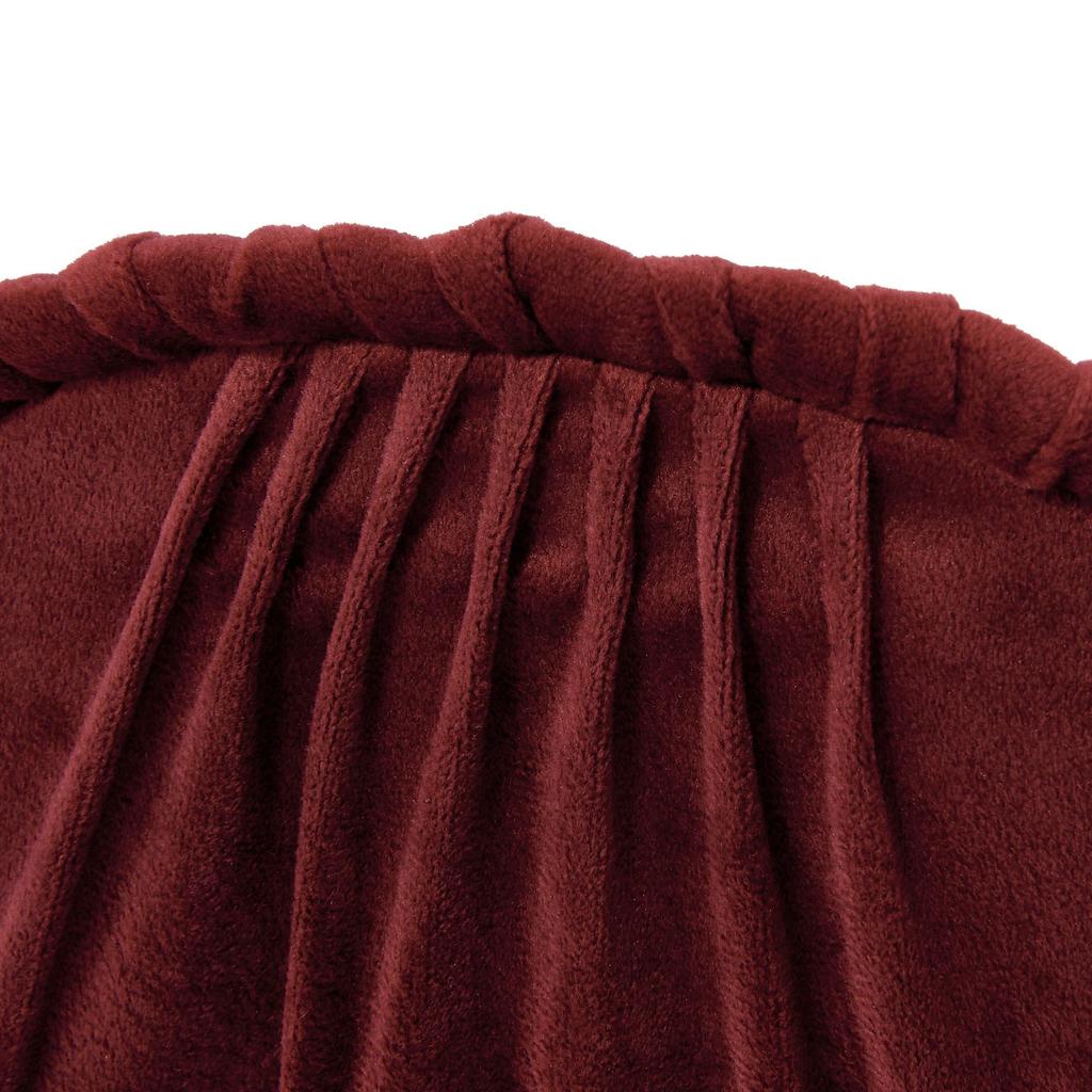 Francfranc Velvet Pleated with Compact Cosmetic Storage Pouch, Small, Wine, Pocket,