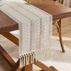 Solid Color Boho Table Runner American Style Tablecloth Festival Dining Table Cover  Wedding