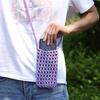 New Hollow Knitting Phone Bag For Women Colorful Hand Woven Shoulder Crossbody Bag Simple Travel Beach Handbag Small Purse Pouch