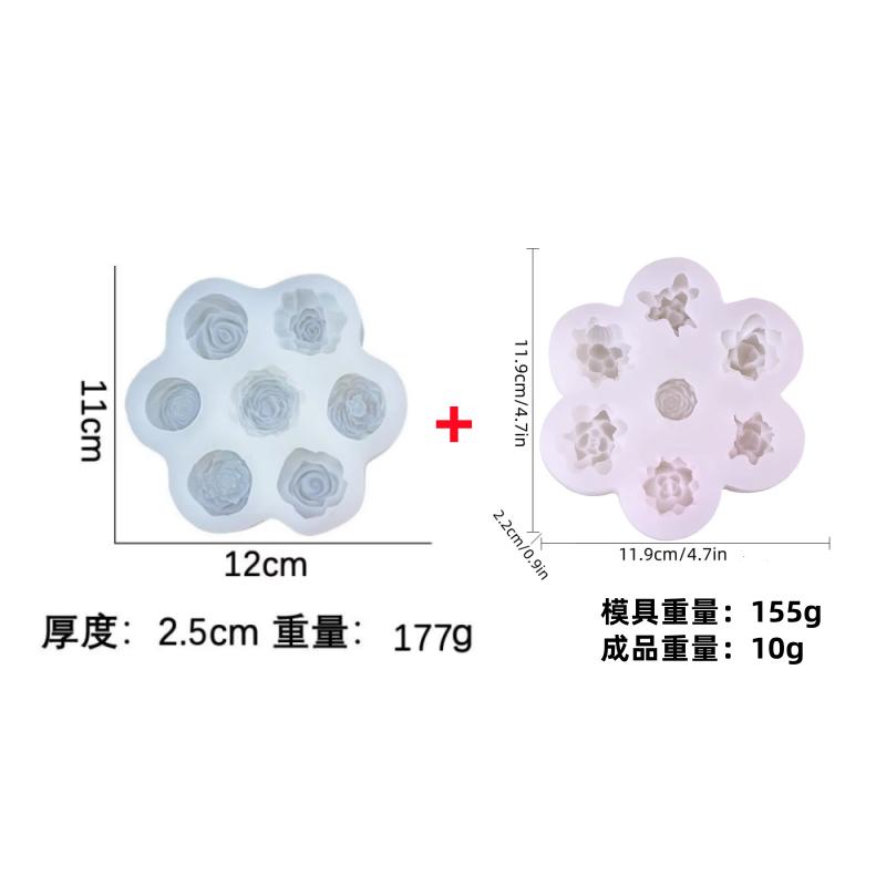 7-teiliges Set Silikonform Blume Rose Pfingstrose 3D Blume Kerze Gips Seife Harz Handwerk Form DIY Schokolade Fudge Dessert Kuchenform