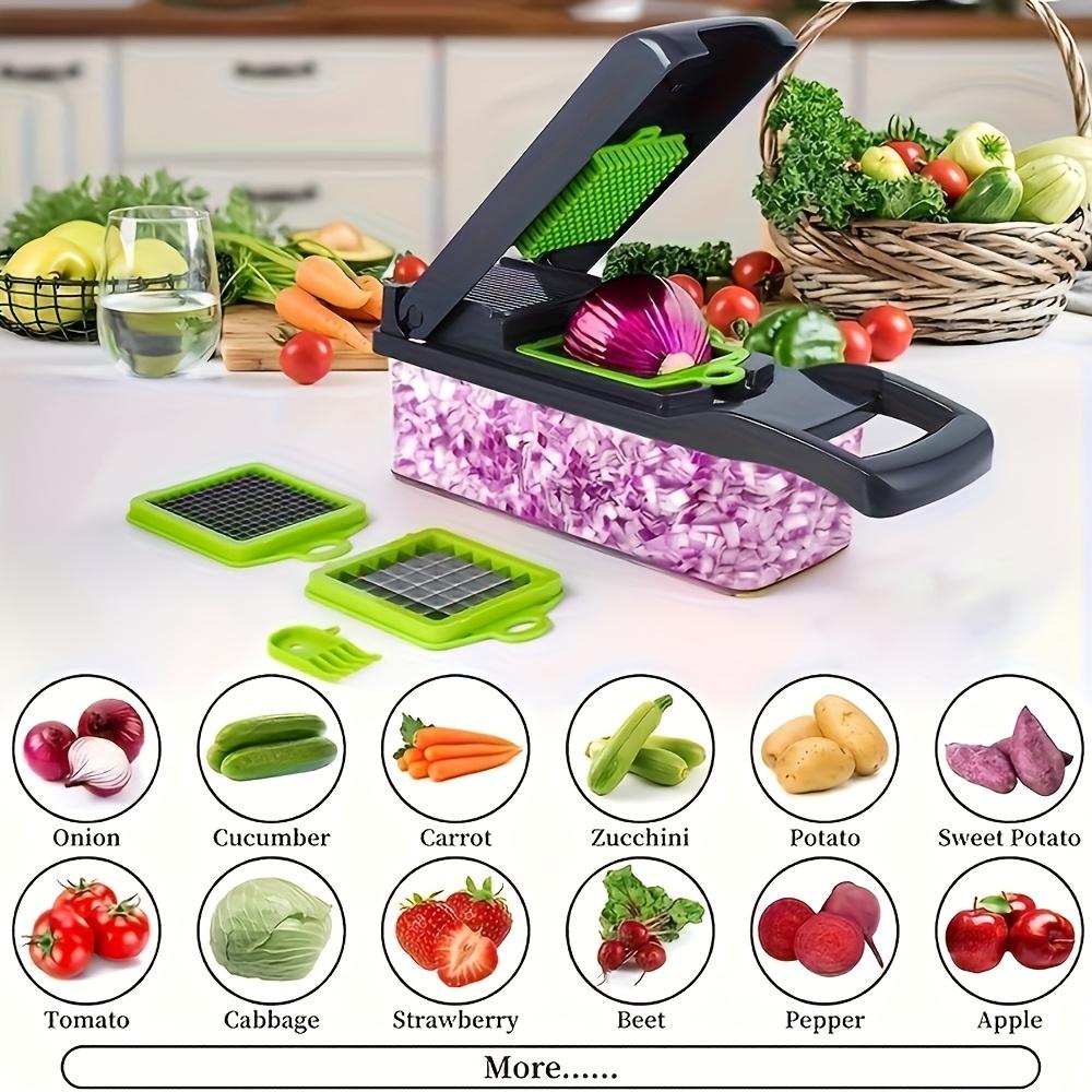 16in 1 /11in1Multi-functional Vegetable Slicer and Slicing Kit - Manual Food Processor with Container, Drainage Basket