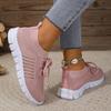 Fashion New Women Casual Flats Ladies Sport Shoes Woman Slip on Lace-Up Shoes All Color Chunky Sole Fashion Fly Knitting Mesh Shoes
