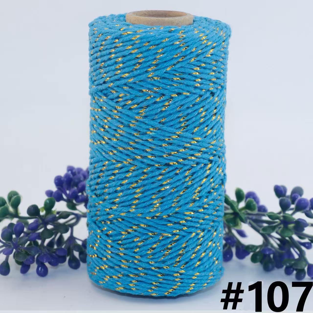 

Colorful 8-Strand 2MM Gold Thread Cotton Rope: 100m for Gift Wrapping & DIY Decoration