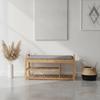 Shoe Bench with Padded Bamboo Storage Sturdy for Mudroom