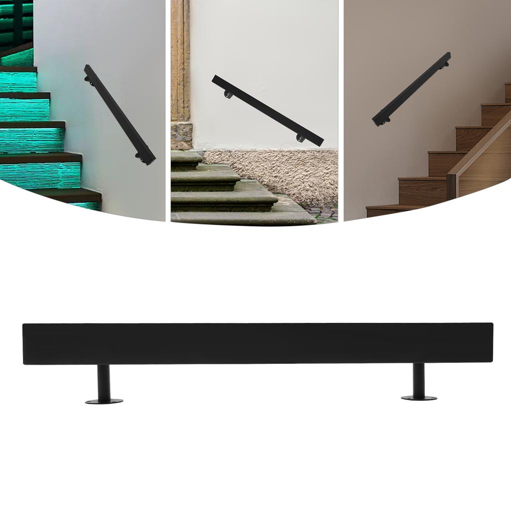 Stainless Steel Handrail,6/5/4/3FT 200lbs Black Rectangle Wall Mount Stair Railing Kit 8*4*183cm for Homes,Offices